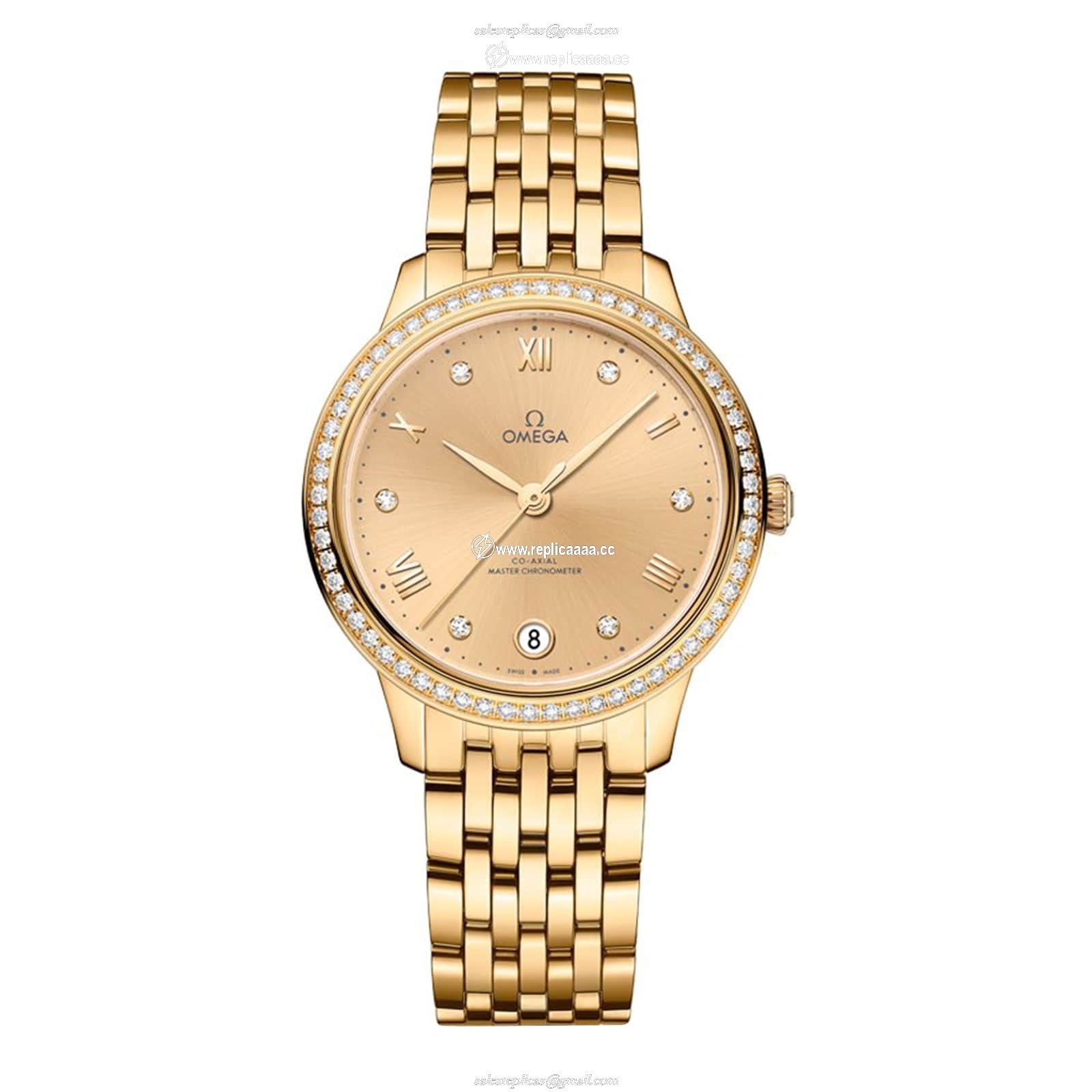 Omega De Ville Prestige 34mm Ladies details Yellow Gold O43455342058001