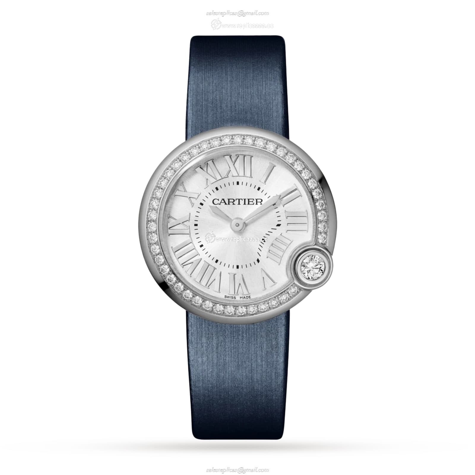Cartier Ballon Blanc De Cartier details 30mm Steel Diamonds Leather W4BL0003 1 Cartier Ballon Blanc De Cartier details 30mm Steel Diamonds Leather W4BL0003