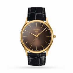 Tissot T-Gold Excellence 18K Gold 40mm Mens details Brown T9264101629100