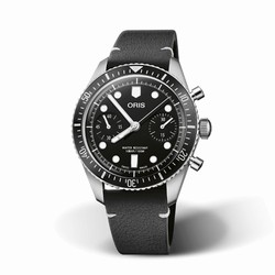 Oris Divers Sixty Five Chronograph 40mm Mens details Black Leather 01 771 7791 4054-07 6 20 01
