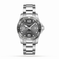 Longines HydroConquest Sunray Grey Dial 41mm Automatic Diving Mens details L37814766