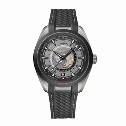 Omega Seamaster Aqua Terra 150m Co Axial Master Chronometer GMT Worldtimer 43mm Mens details Black Rubber O22092432299001