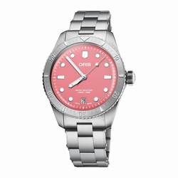 Oris Divers Heritage 1965 38mm Unisex details Pink Stainless Steel 01 733 7771 4058-07 8 19 18