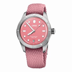 Oris Divers Heritage 1965 38mm Unisex details Pink Fabric 01 733 7771 4058-07 3 19 04S