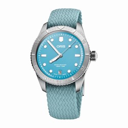 Oris Divers Heritage 1965 38mm Unisex details Blue Fabric 01 733 7771 4055-07 3 19 02S