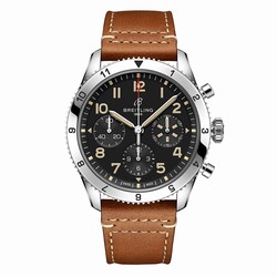 Breitling Classic AVI Chronograph 42 P-51 Mustang Leather Strap details A233803A1B1X1