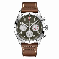 Breitling Classic AVI Chronograph 42 Curtiss P-40 Warhawk Leather Strap details A233802A1L1X1
