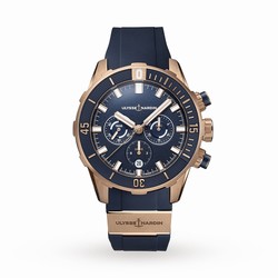 Ulysse Nardin Diver Chronograph 44mm 18ct Rose Gold Case And Bezel 1502-170-3/93
