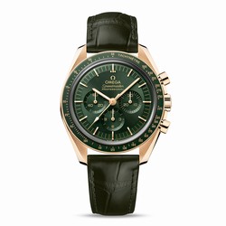 Omega Speedmaster Moonwatch Professional Co-Axial Master Chronometer Chronograph 42mm Mens details Green Moonshine Gold O31063425010001