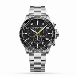 Raymond Weil Black Steel Chronograph Mens Quartz details 8570-ST2-05207