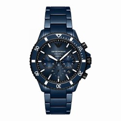 Emporio Armani Diver Mens details 43mm Blue AR70009