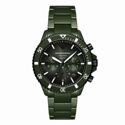 Emporio Armani Diver Mens details 43mm Green AR70011