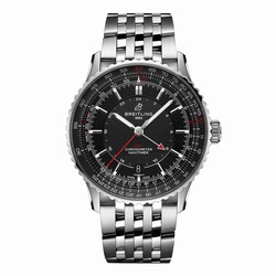 Breitling Navitimer Automatic GMT 41mm Mens details Black Stainless Steel A32310251B1A1