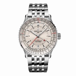 Breitling Navitimer Automatic GMT 41mm Mens details Silver Stainless Steel A32310211G1A1