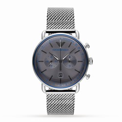 Emporio Armani Mens Stainless Steel Mesh details AR11383