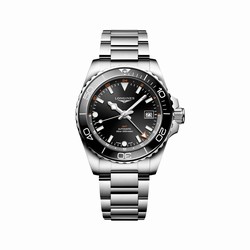 Longines Hydroconquest GMT 41mm Mens details Black Stainless Steel L37904566
