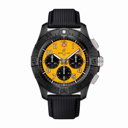 Breitling Avenger B01 Chronograph 44mm Night Mission Mens details Yellow Black Leather SB0147101I1X2