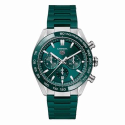 TAG Heuer Carrera Chronograph 44mm Mens details Green Rubber CBN2A1N.FT6238