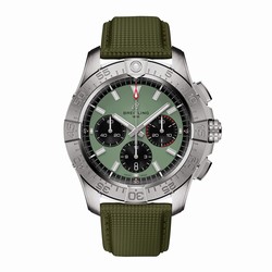 Breitling Avenger Chronograph B01 44mm Mens details Green Leather AB0147101L1X1