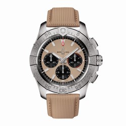 Breitling Avenger B01 Chronograph 44mm Mens details Beige Leather AB0147101A1X1