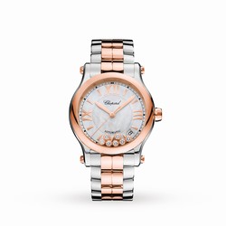 Chopard Happy Sport 36mm Automatic 18ct Rose Gold Stainless Steel and Diamond Ladies details 278559-6009