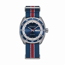 Hamilton American Classic Pan Europ Day Date Auto 42mm Mens details Blue Interchangeable strap H35405741