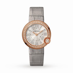 Cartier Ballon Blanc De Cartier details 30mm Quartz Movement Rose Gold Diamonds Leather WJBL0008