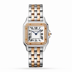 Cartier Panthere De Cartier details Medium Model Quartz Movement Rose Gold Steel Diamonds W3PN0007