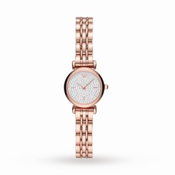 Emporio Armani T-Bar Rose Gold Tone and White Dial Ladies details AR11266