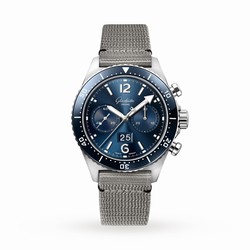 Glashutte Original SeaQ Chronograph 43.2mm Mens details - Fabric Grey Strap 1-37-23-02-81-34