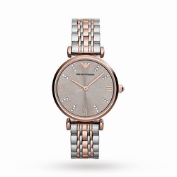 Emporio Armani T-Bar Rose Gold Tone Two Tone Ladies details AR1840