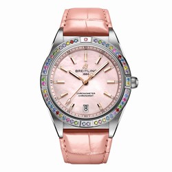 Breitling Chronomat Automatic 36 South Sea Pink Leather Strap Ladies details G10380BB1K1P1