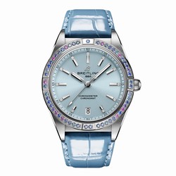 Breitling Chronomat Automatic 36 South Sea Ice Blue Leather Strap Ladies details G10380611C1P1
