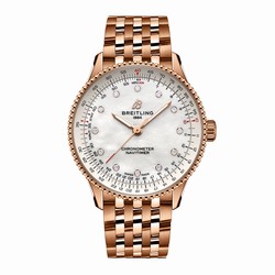 Breitling Navitimer 36mm Ladies details White Mother Of Pearl 18k Red Gold R17327211A1R1