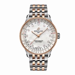 Breitling Navitimer 36mm Ladies details White Mother Of Pearl Stainless Steel And 18k Red Gold U17327211A1U1