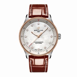 Breitling Navitimer 32mm Ladies details White Mother Of Pearl Alligator U77320E61A1P1