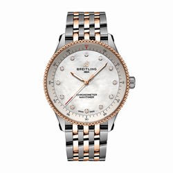 Breitling Navitimer 32mm Ladies details White Mother Of Pearl Stainless Steel and 18k Red Gold U77320E61A1U1