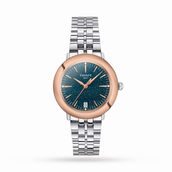 Tissot T-Gold Glendora 18K Gold 33mm Ladies details Blue T9292104104600