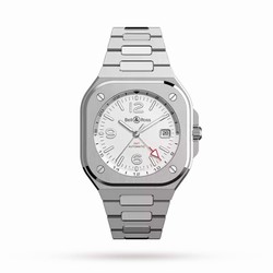 Bell & Ross BR 05 GMT White 41mm Mens details BR05G-SI-ST/SST