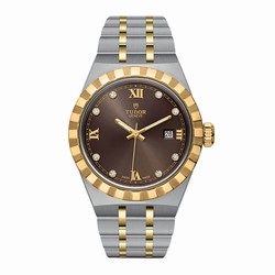 Tudor Royal S G 28mm Steel Case Diamond-Set Brown Dial M28303-0009