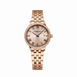 Raymond Weil Toccata Ladies Rose Gold PVD 80 Diamonds Quartz details 34 mm 5385-P5S-00859