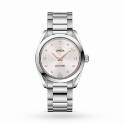Omega Seamaster Aqua Terra 150M Ladies 28mm Quartz Diamond Dot details O22010286054001