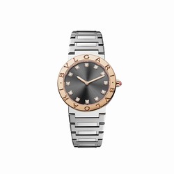 Bvlgari Stainless Steel and 18k Rose Gold Bvlgari Bvlgari 33mm Black Dial Ladies details 103757
