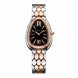 Bvlgari Serpenti Seduttori 33mm Black Dial Diamond Ladies details - 18k Rose Gold and Steel 103450