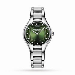Raymond Weil Noemia Green Dial Stainless Steel Diamond details 32mm 5132-ST-52181