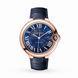 Cartier Ballon Bleu de details 42 mm 18K rose gold leather WGBB0036