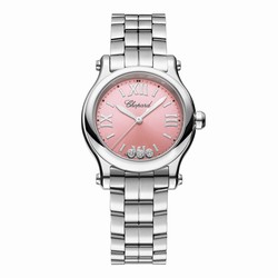 Chopard Happy Sport 30mm Quartz Lucent Steel Diamonds - Pink 278590-3012