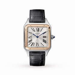 Cartier Santos-Dumont details Large Model Quartz Movement Rose Gold Steel Leather W2SA0011