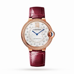 Cartier Ballon Bleu De Cartier details 36mm Automatic Mechanical Movement Rose Gold Diamonds Leather WJBB0081