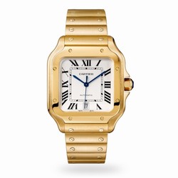 Cartier Santos De Cartier details Large Model Automatic Movement Yellow Gold Interchangeable Metal And Leather Bracelets WGSA0029